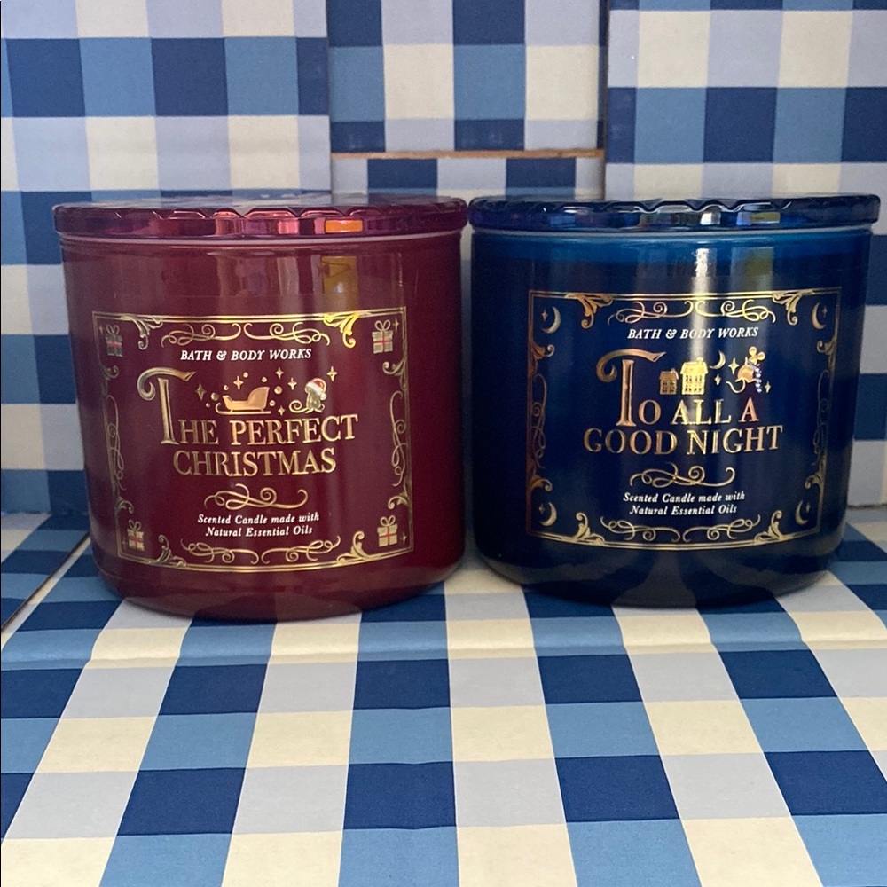 Bath & Body Works Holiday Candle Set - Red and Blue